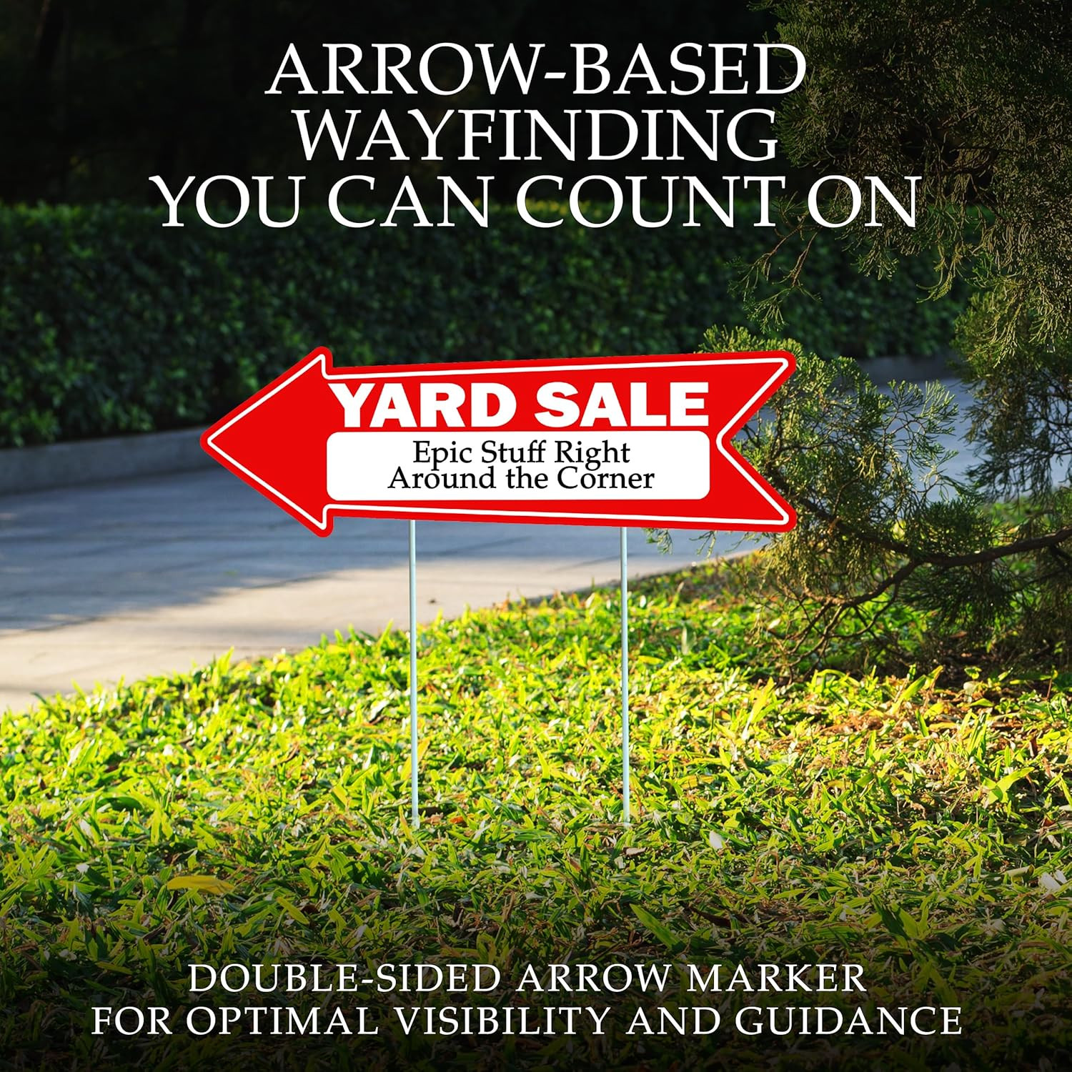 Yard Sale Arrows Yard Sign Double Sided with Stakes Large 16 Inch by 5 Inch Arro