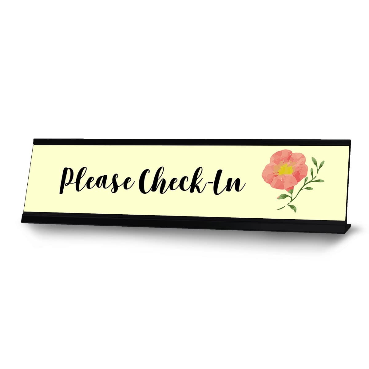 Please CheckIn Designer Desk Sign 2×8 Inch Office Counter Display Plaque