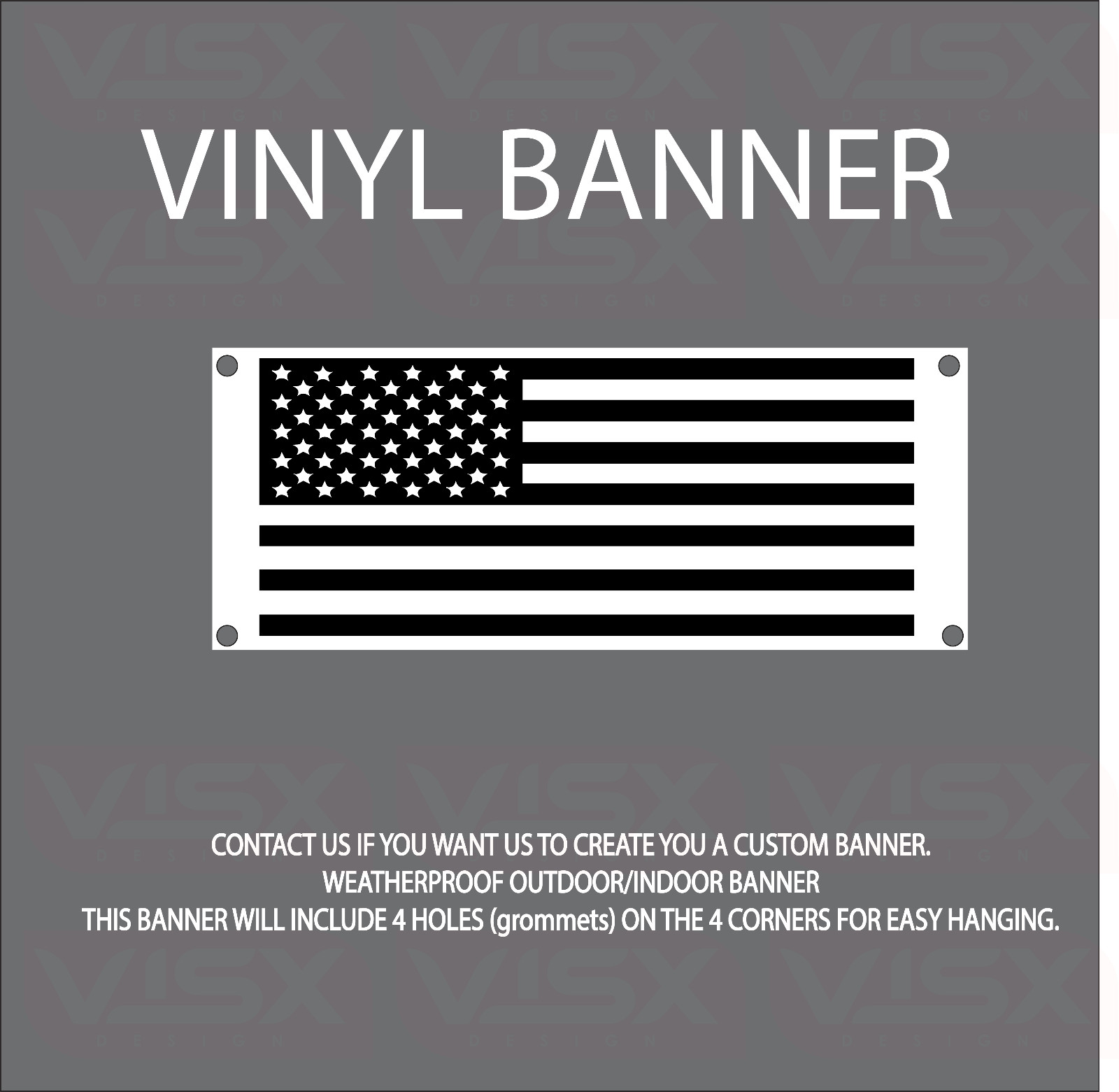 American Flag VINYL Banner Flag Outdoor indoor Usa Garage yard sign Distress USA