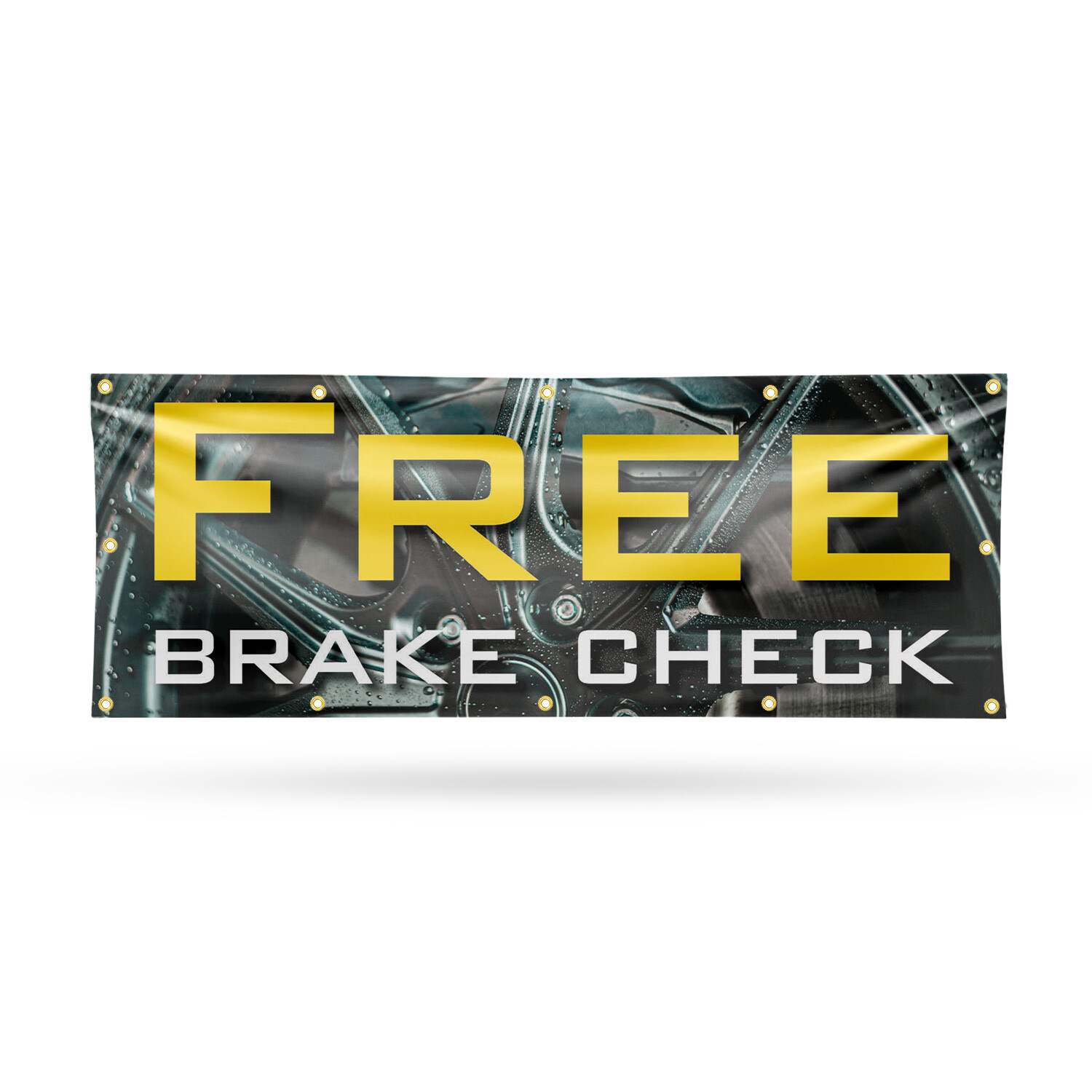 Free Brake Check Vinyl Banner Sign with Metal Grommets Heavy-Duty Single-Sided
