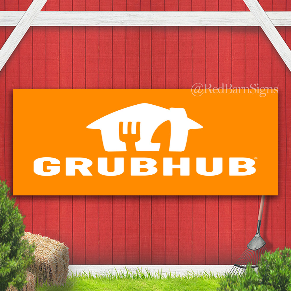 For GRUBHUB Brand Exposure Pair of Car Door Banner Sign Food Delivery Service
