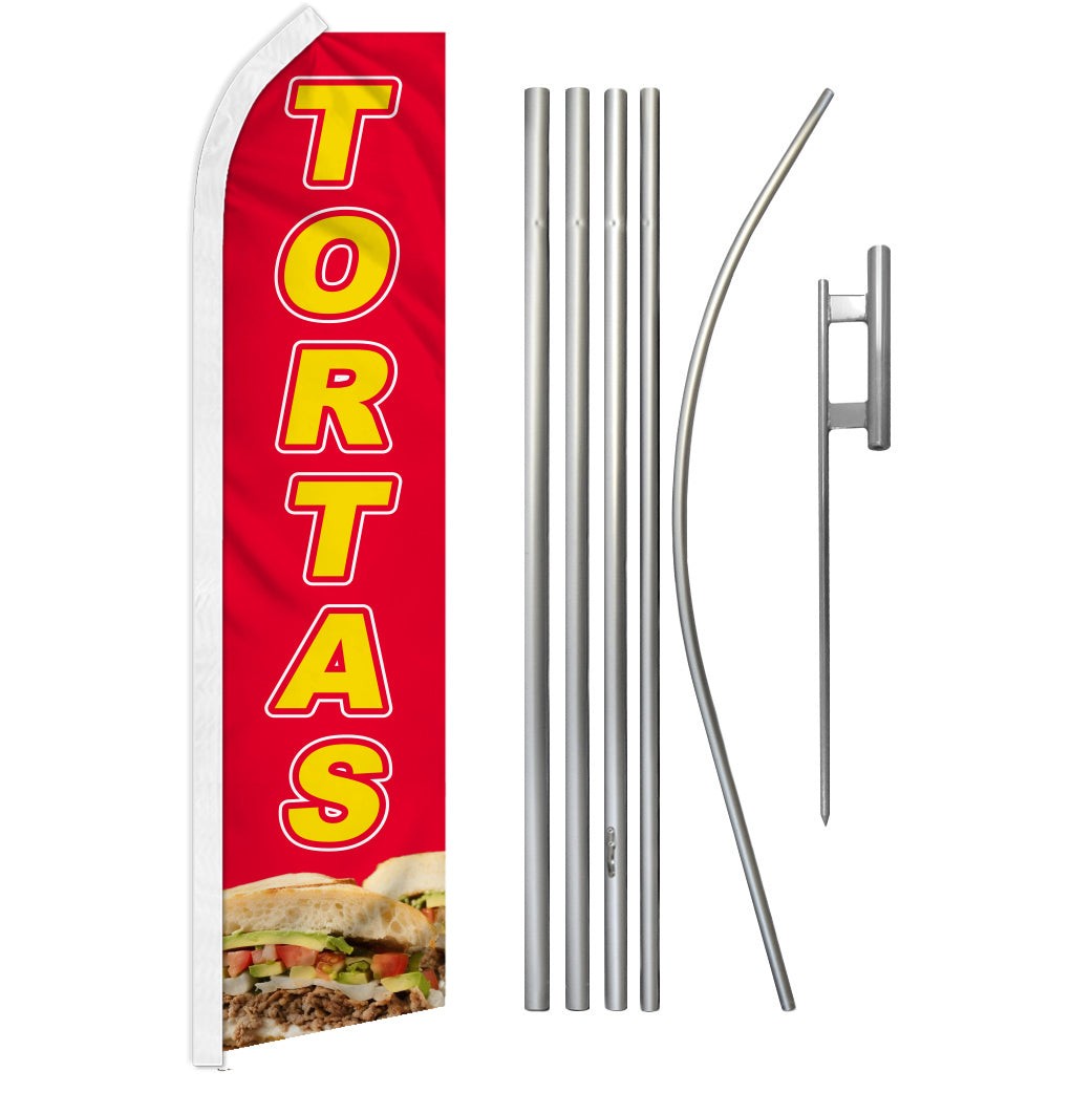 “TORTAS” Advertising Super Flag & Pole Kit Mexican food sandwich