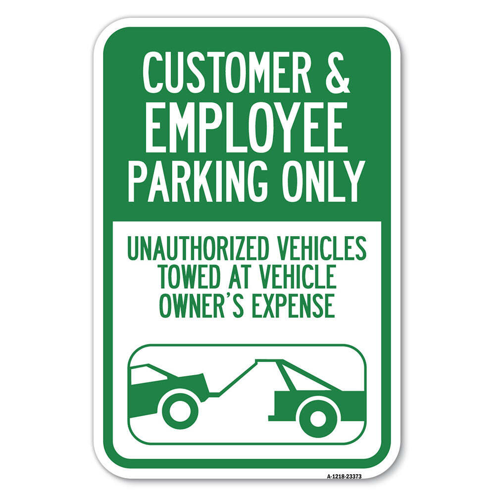 Parking Restriction Sign Customer and Employee Heavy Gauge Metal Parking Sign