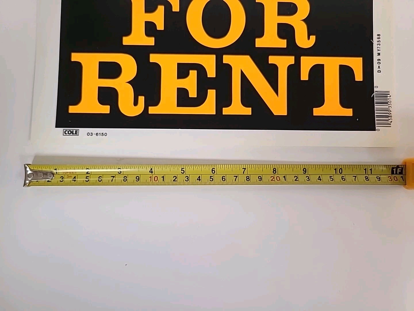2 For Rent Paper Signs 8” x 12″ Cole Co., White Black Orange (Set of 2)