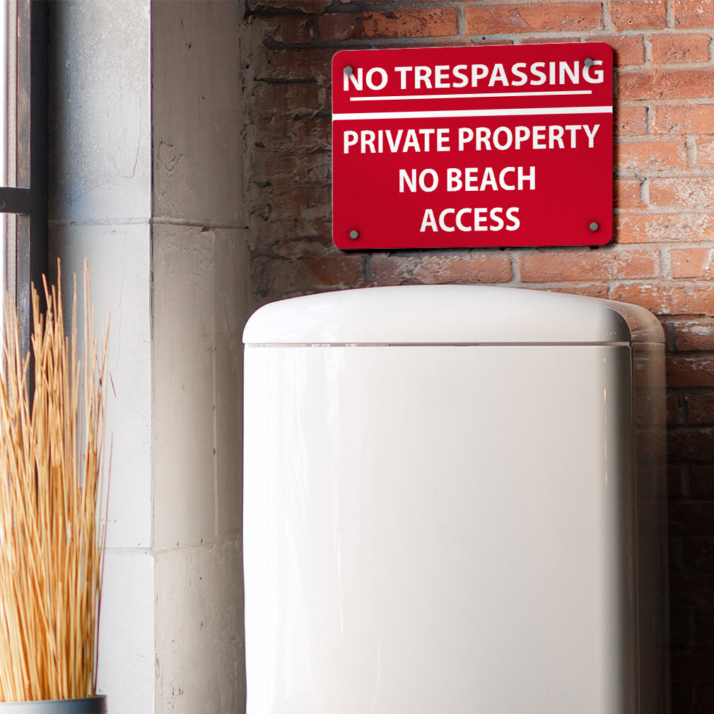 Aluminum Horizontal Metal Sign No Trespassing Private Property Beach Access Home