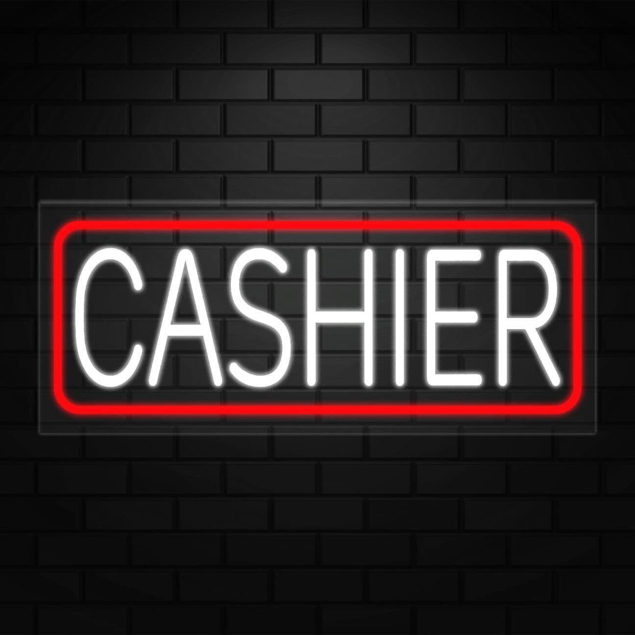 Cashier Sign for Business Displays | LED Flex Neon | 32″W x 13″H x 1″D