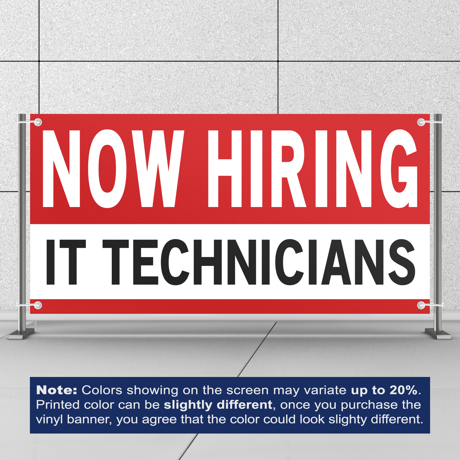 Now Hiring IT Technicians 13 oz Heavy Duty Vinyl Banner Jobs Available Sign
