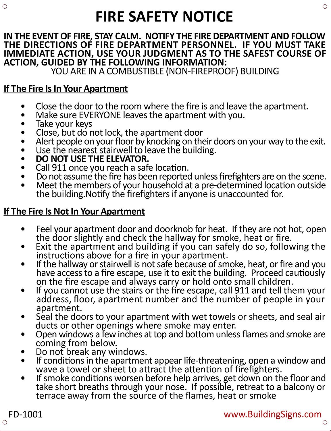 Fire Safety Notice: Combustible Buildings ( Aluminum ) …-REF24-1027