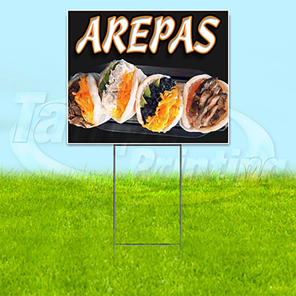 AREPAS 18×24 Yard Sign Food Snack Plastic Corrugated WITH STAKE USA YS00195