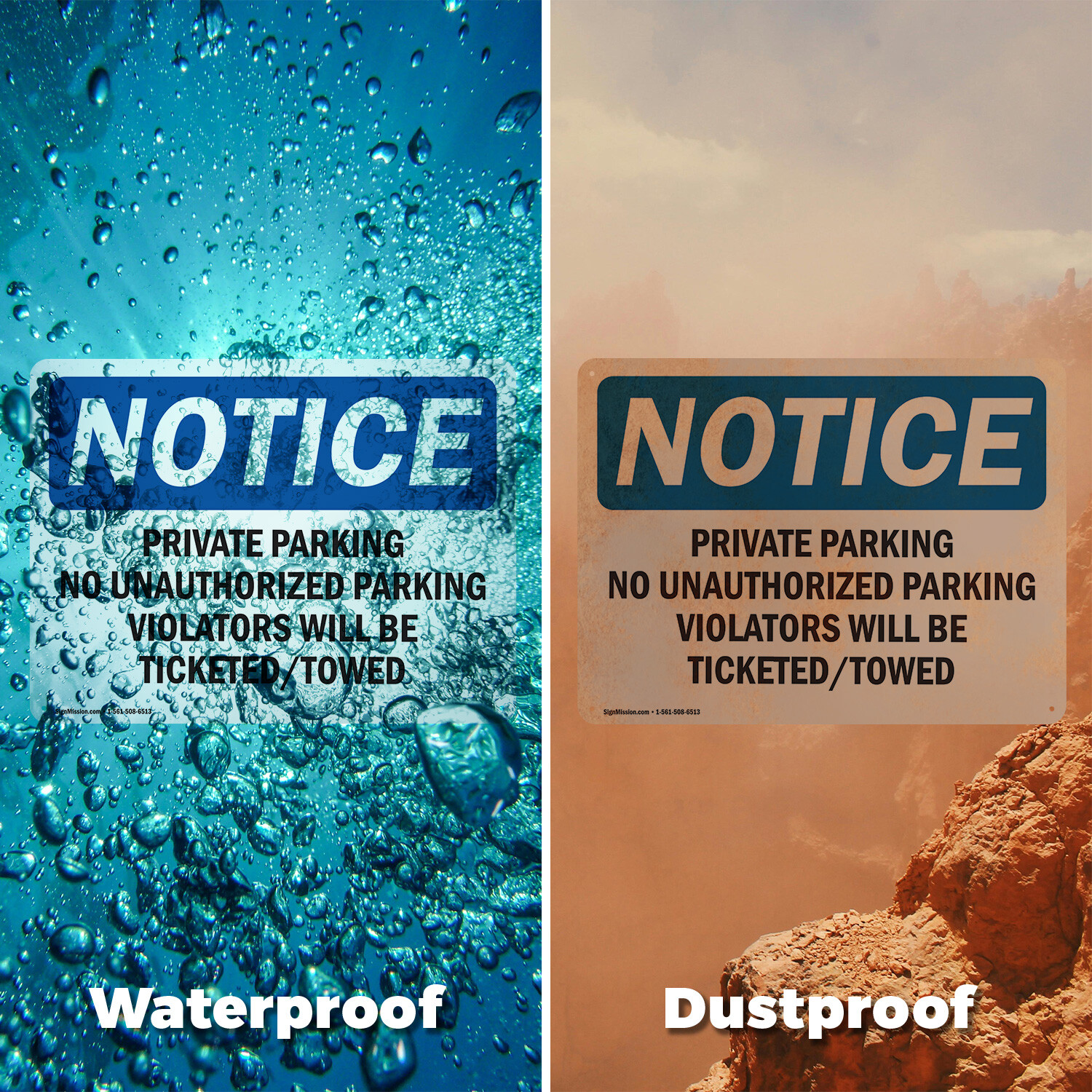 (2 Pack) Private Parking No Unauthorized Parking OSHA Notice Sign Decal Metal