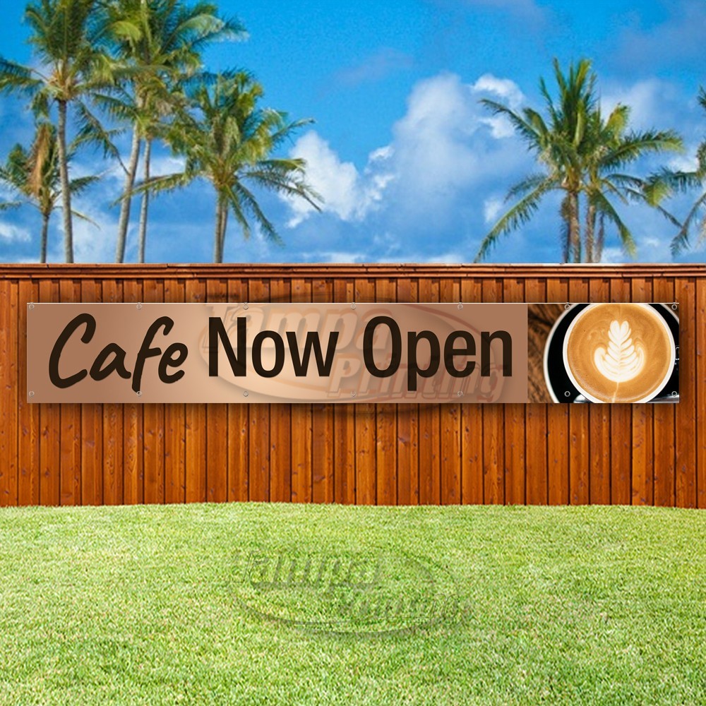 CAFE NOW OPEN Advertising Coffee Drinks Vinyl Banner Flag Sign USA XL01529