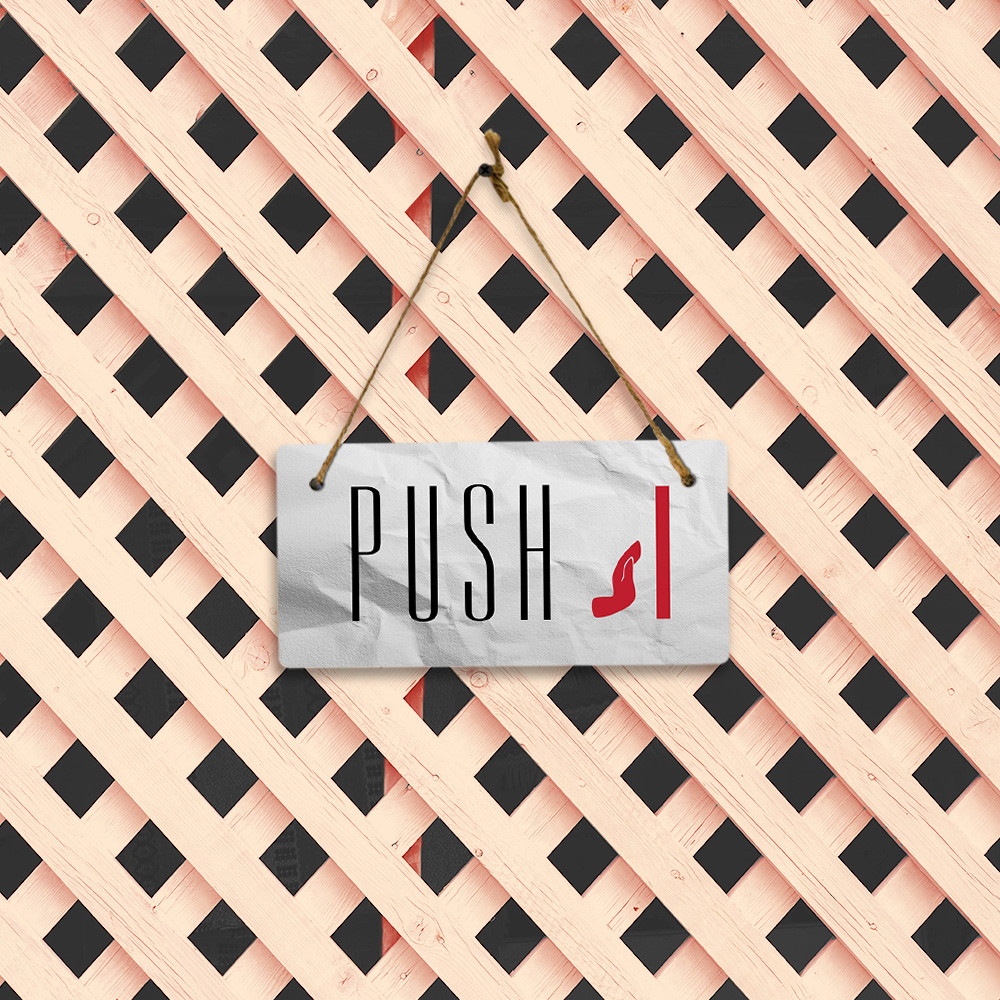 Push 5″ x 10″ Hanging Wall or Door Sign | Rustic Twine | Home and Business