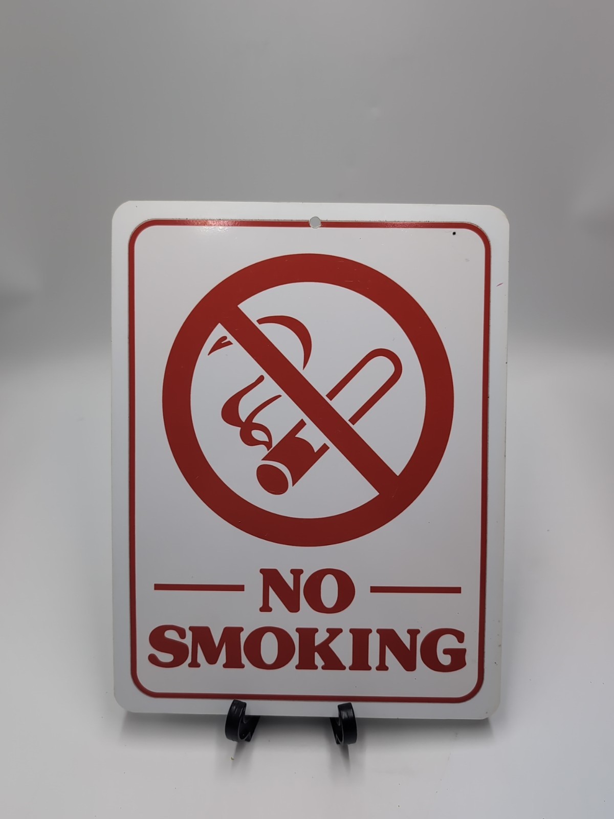 No Smoking Sign White Red Posted 12*9