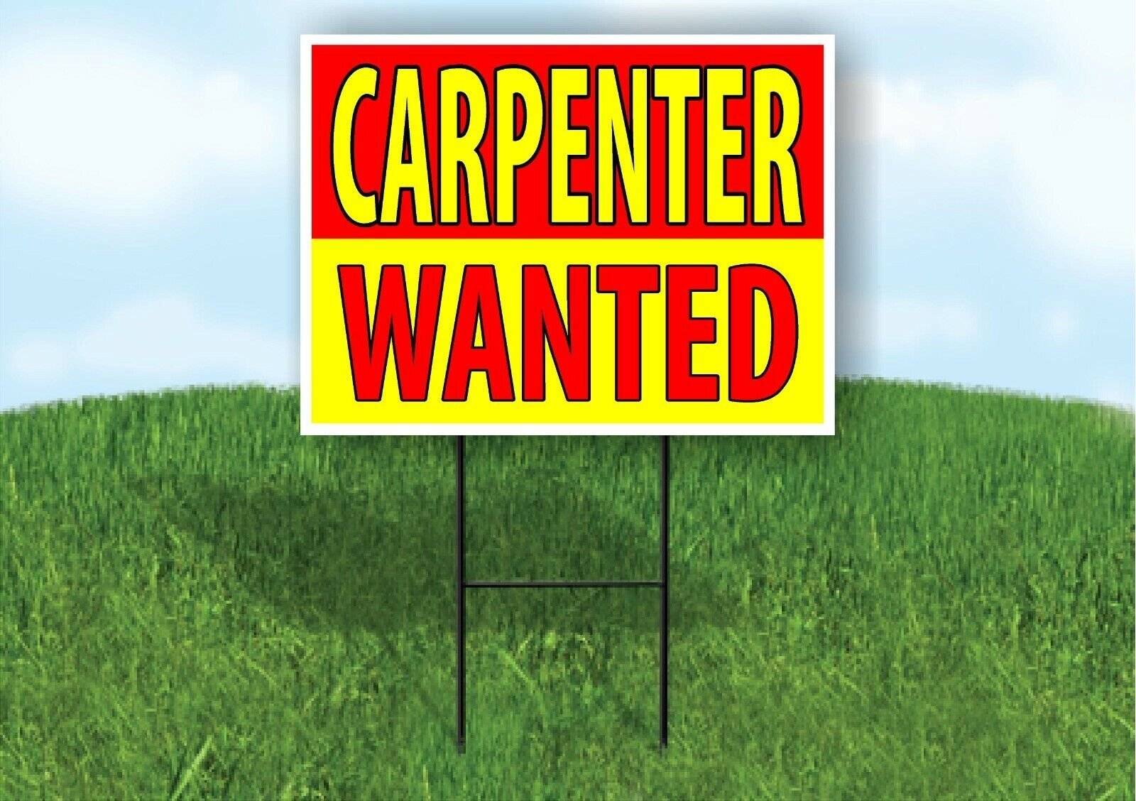 CARPENTER WANTED RED YELLOW Plastic Yard Sign ROAD SIGN with Stand