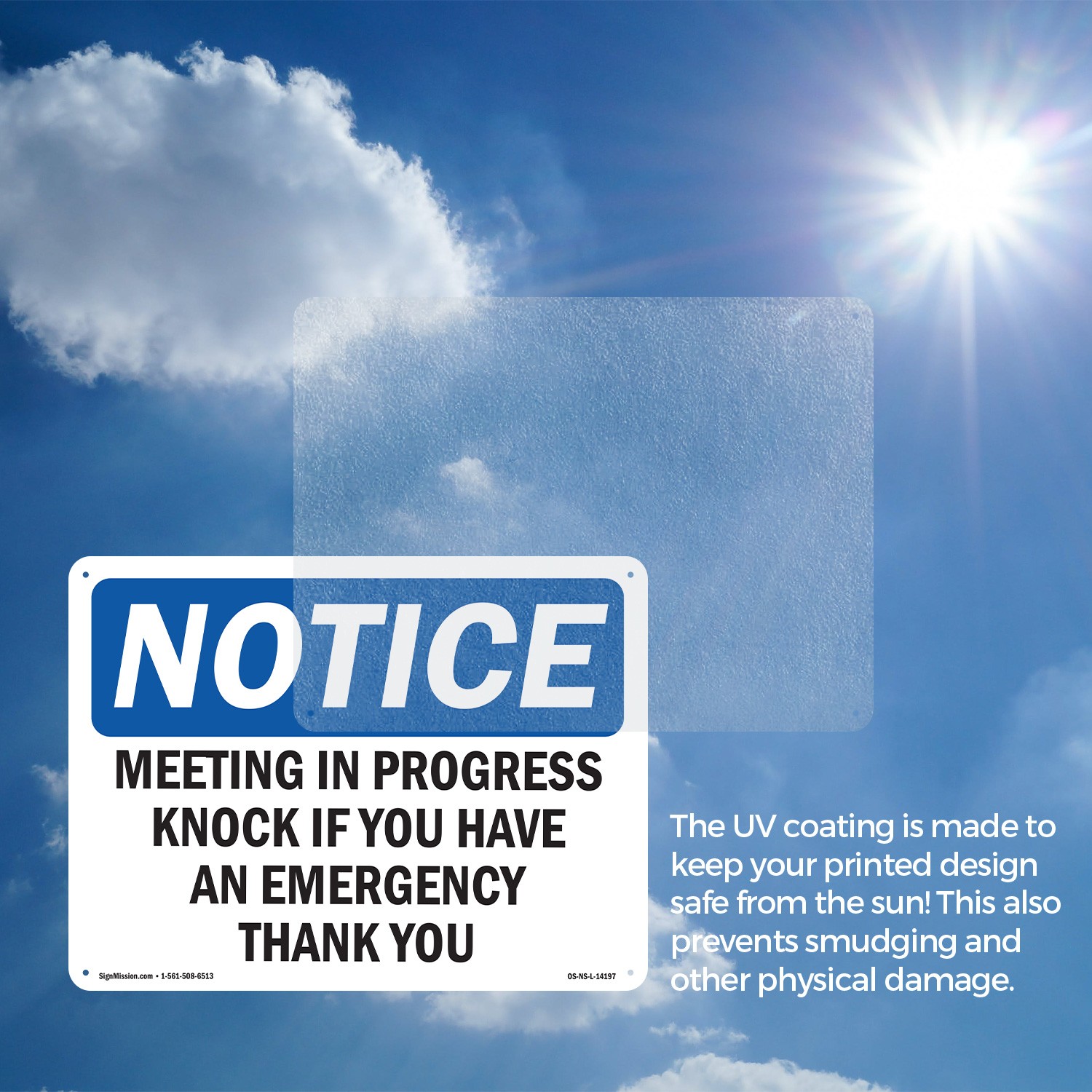 Meeting In Progress Knock If You Have An OSHA Notice Sign, Decal 5 or 10 Pack