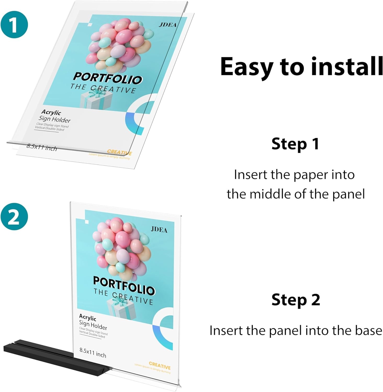 Acrylic Sign Holder Desktop Display for 3 Pack 8.5×11 Black, Clear