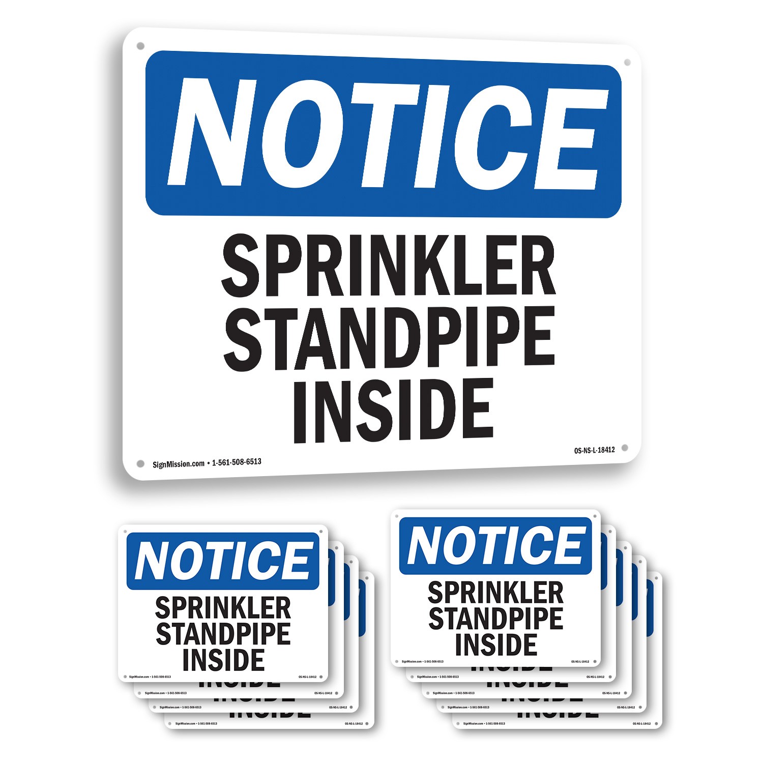 Sprinkler Standpipe Inside OSHA Notice Sign Metal, Plastic, Decal 5 or 10 Pack