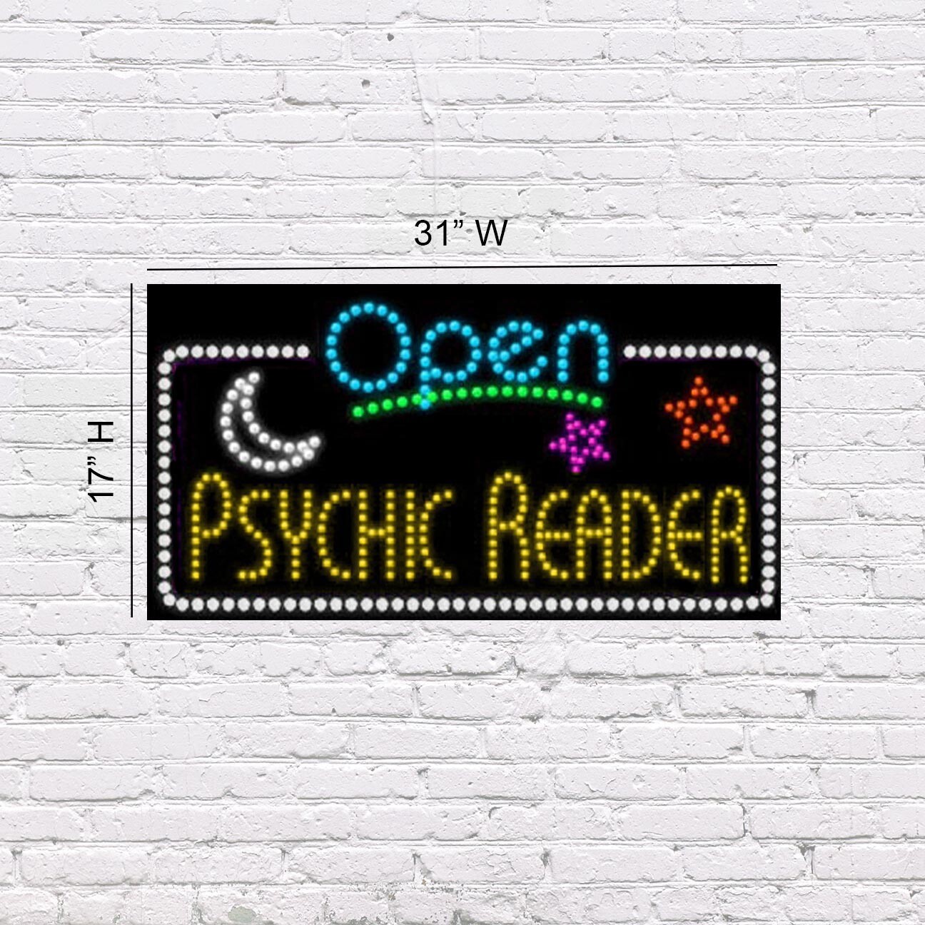 LED Open Psychic Reader | Light-up Sign | 31″W x 17″H x 2″D