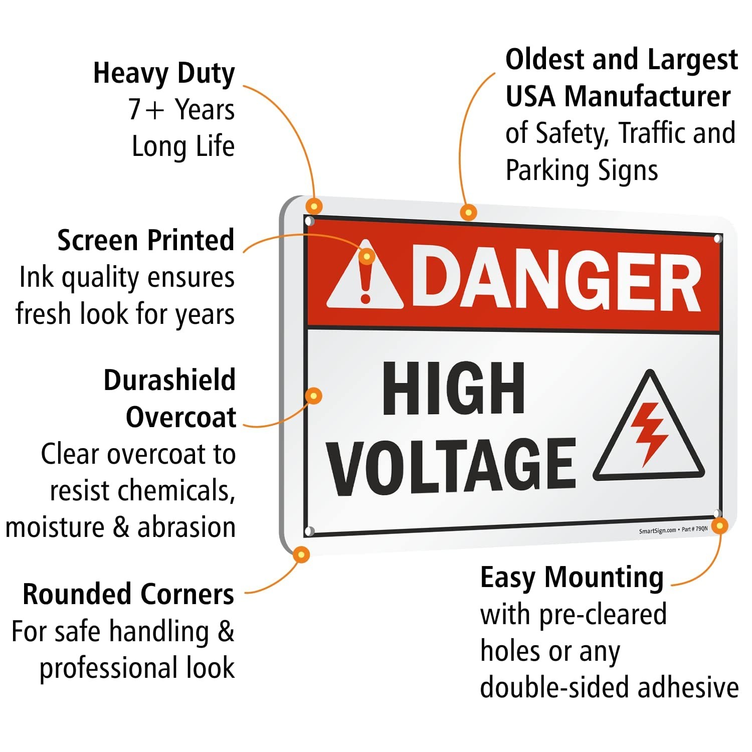Danger High Voltage Sign 7×10 Aluminum Black Red White, Electrical Safety Set