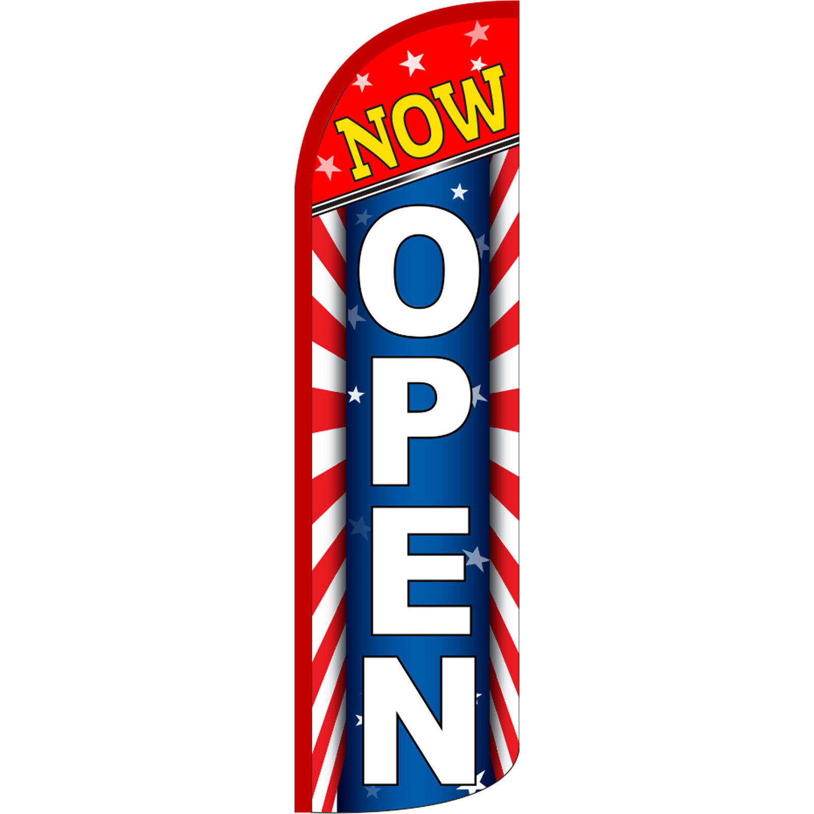 Now Open Patriotic 3 ft X 11 1/2 ft Windless Swooper Flag (Flag Only)