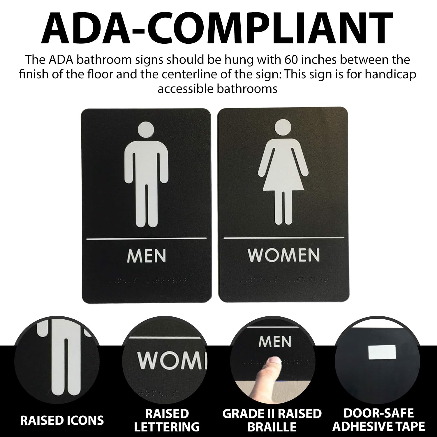 USA Made – Men’s and Women’s Restroom Signs ADA-Compliant Bathroom Door Signs…