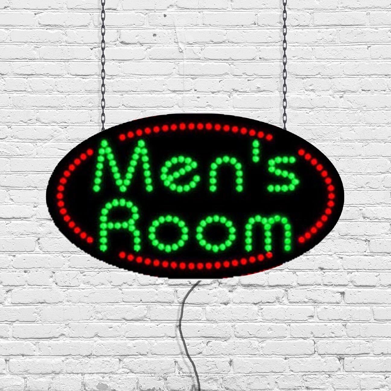 LED Men’s Room Sign for Retail Displays | Light Up Sign | 15″H x 27″W x 2″D