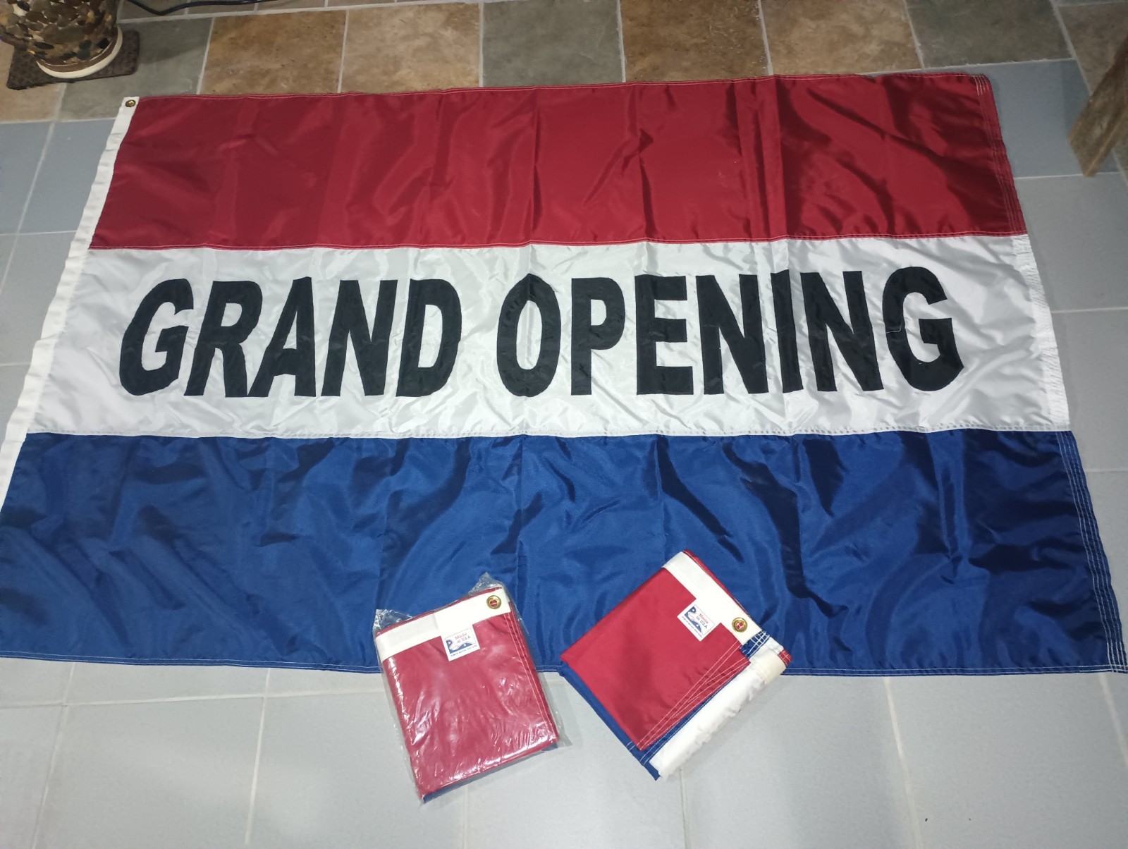 Lot Of 3 Grand Opening 4′ X 6′ Heavy Duty Nylon Banner Sign