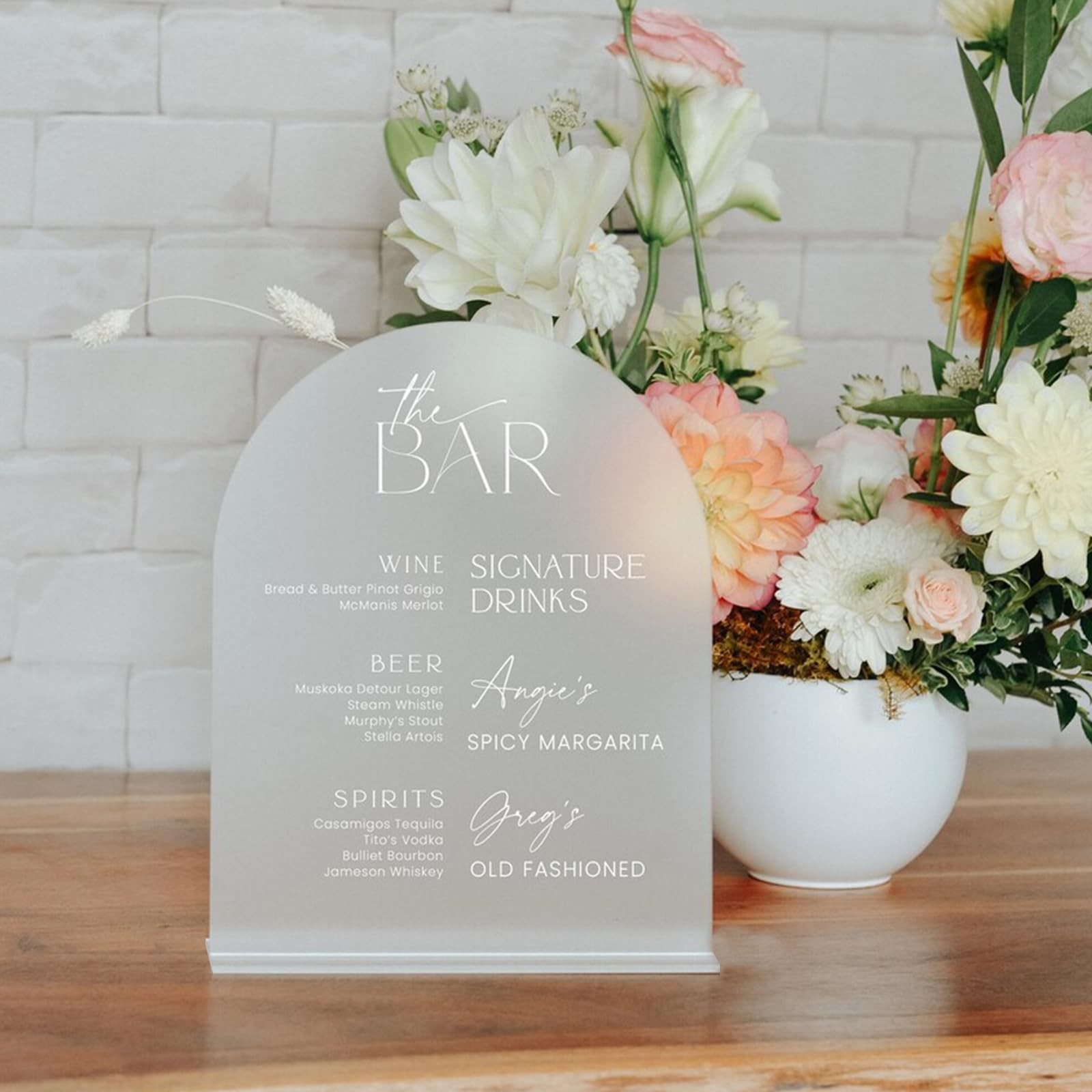Frosted Arch Acrylic Sign Stand Blank DIY Wedding Table Numbers 8×10 In 5 PCS