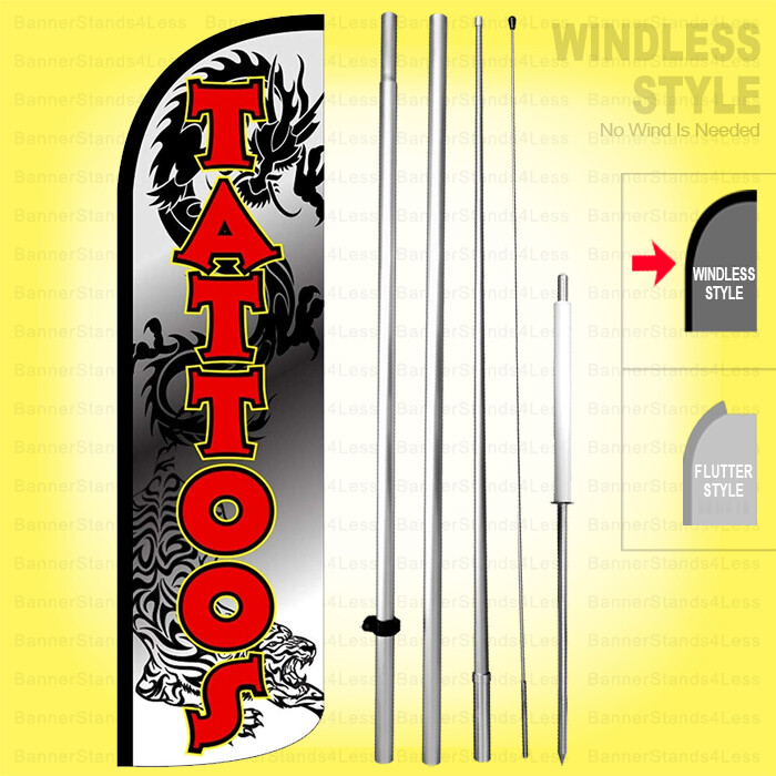 TATTOOS Windless Swooper Flag Kit 15′ Feather Banner Sign Dragon wq-h