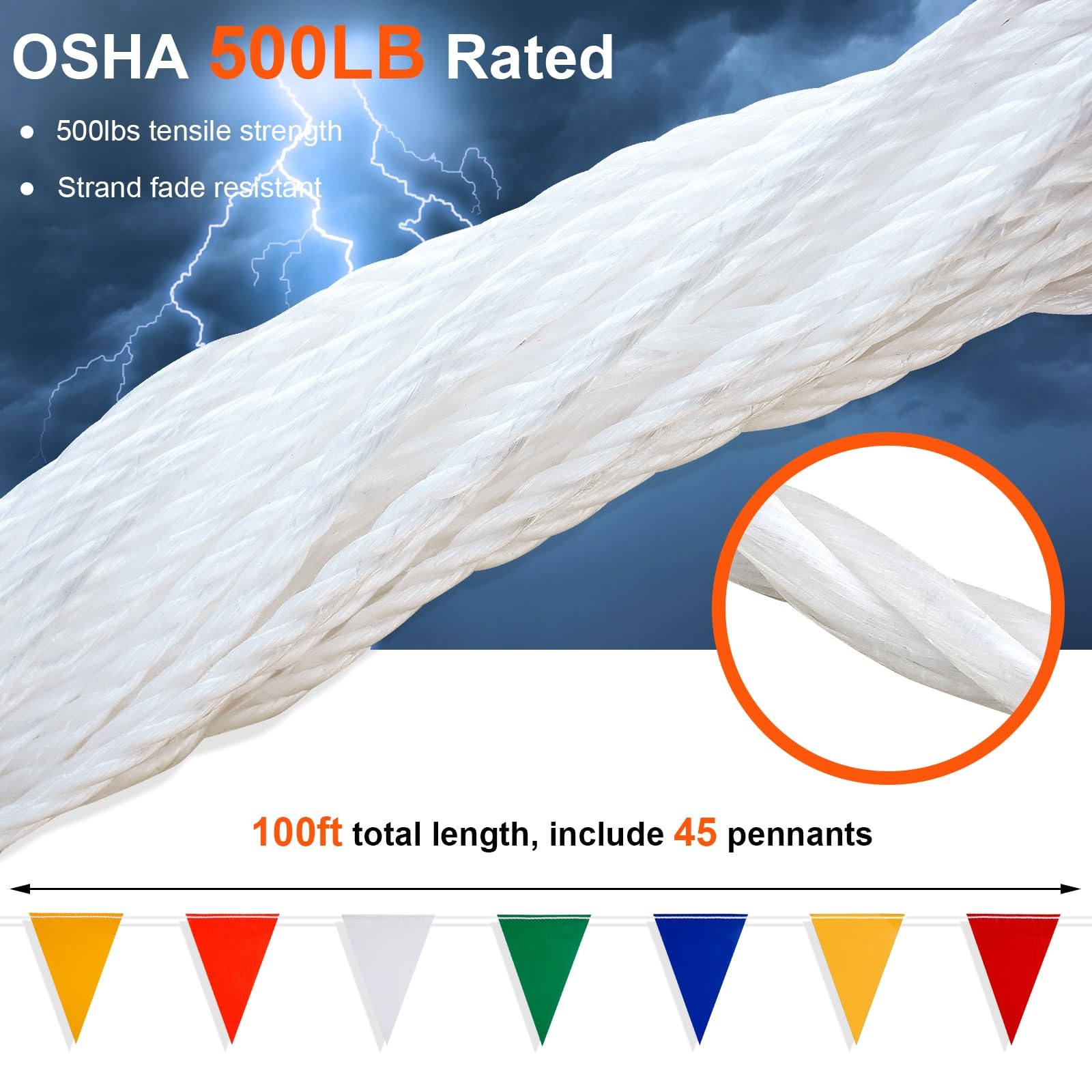 Multicolor Pennant Safety Flags, Perimeter Warning Flag Banner Line, For Flag…
