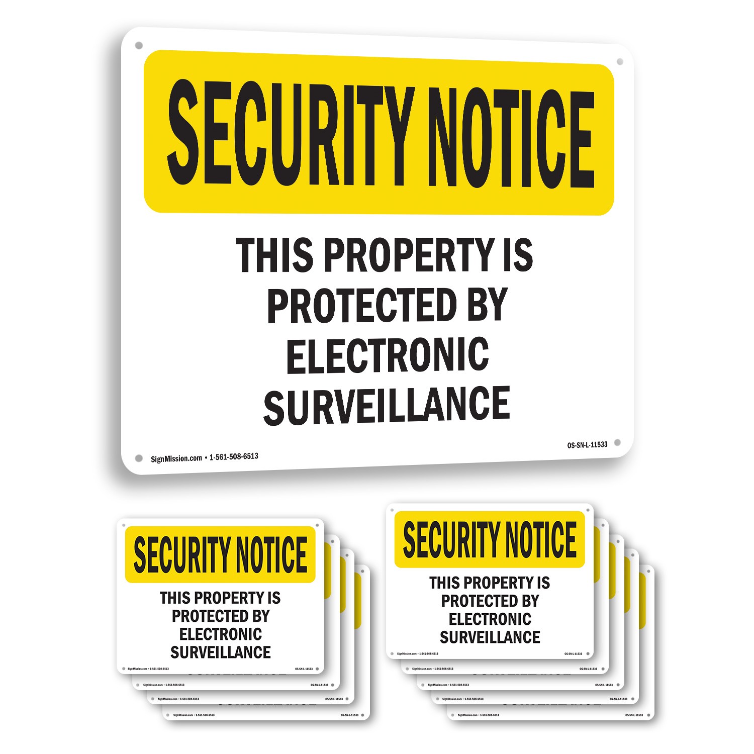 Electronic Surveillance OSHA Security Notice Sign Metal, Decal – 5 or 10 Pack