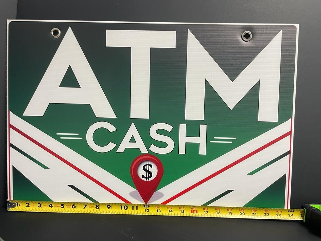Double-Sided Coroplast ATM Sign, 16×24 Inches, with Metal Grommets
