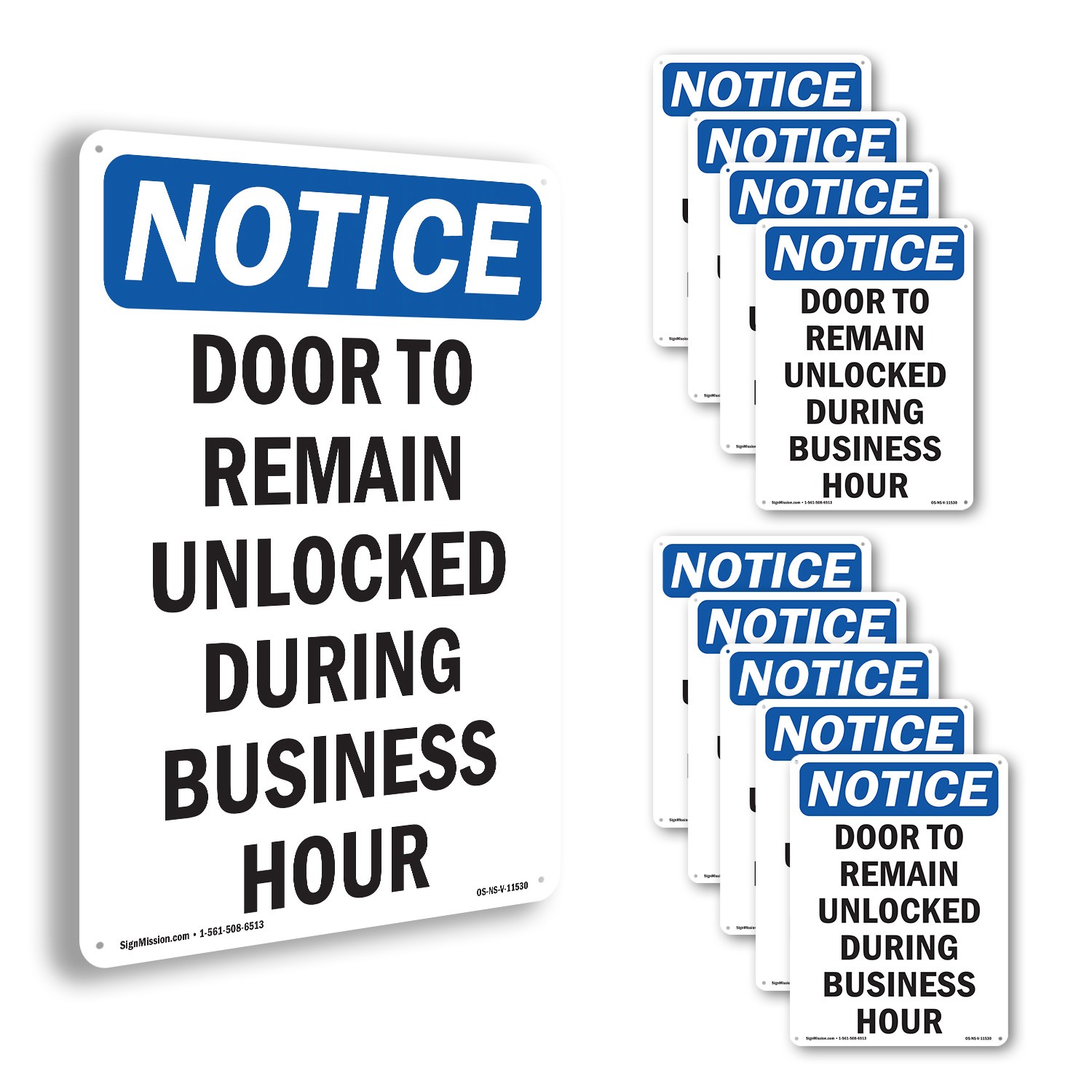 Door To Remain Unlocked During OSHA Notice Sign Metal,, Decal 5 or 10 Pack