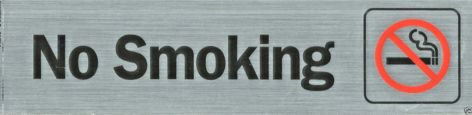 NO SMOKING Symbol SIGN Adhesive Door Sticker Brushed Aluminum Silver HY-KO 472