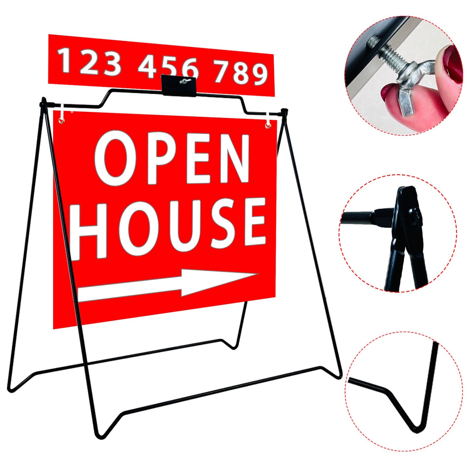6 UNITS BLACK A-Frame Sign for Open House Sign Real Estate Realtors Sidewalk