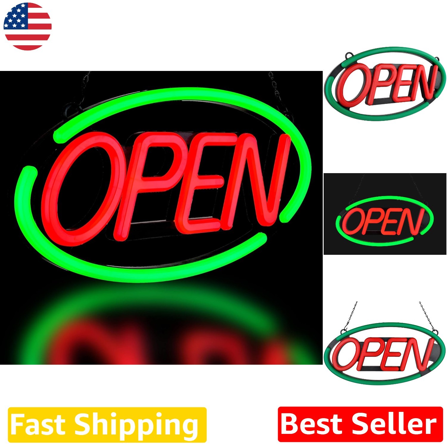 24″ LED Tube Open Sign – Remote Control – Green/Red – Energy Eff.
