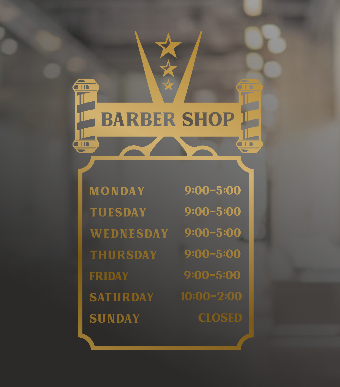 Barber Shop Opening Times Custom Personalised Custom Window Wall Sign Sticker