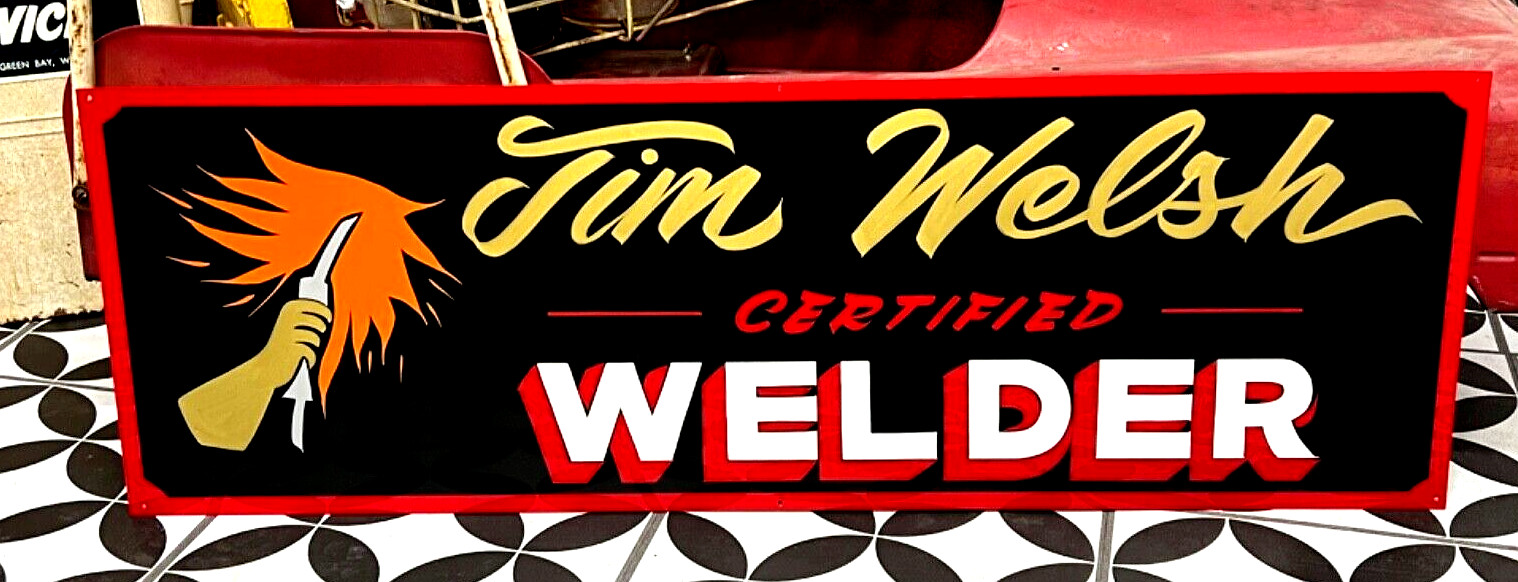 Personalized Business Name Welding Hand Painted Metal Welder Service Shop Sign