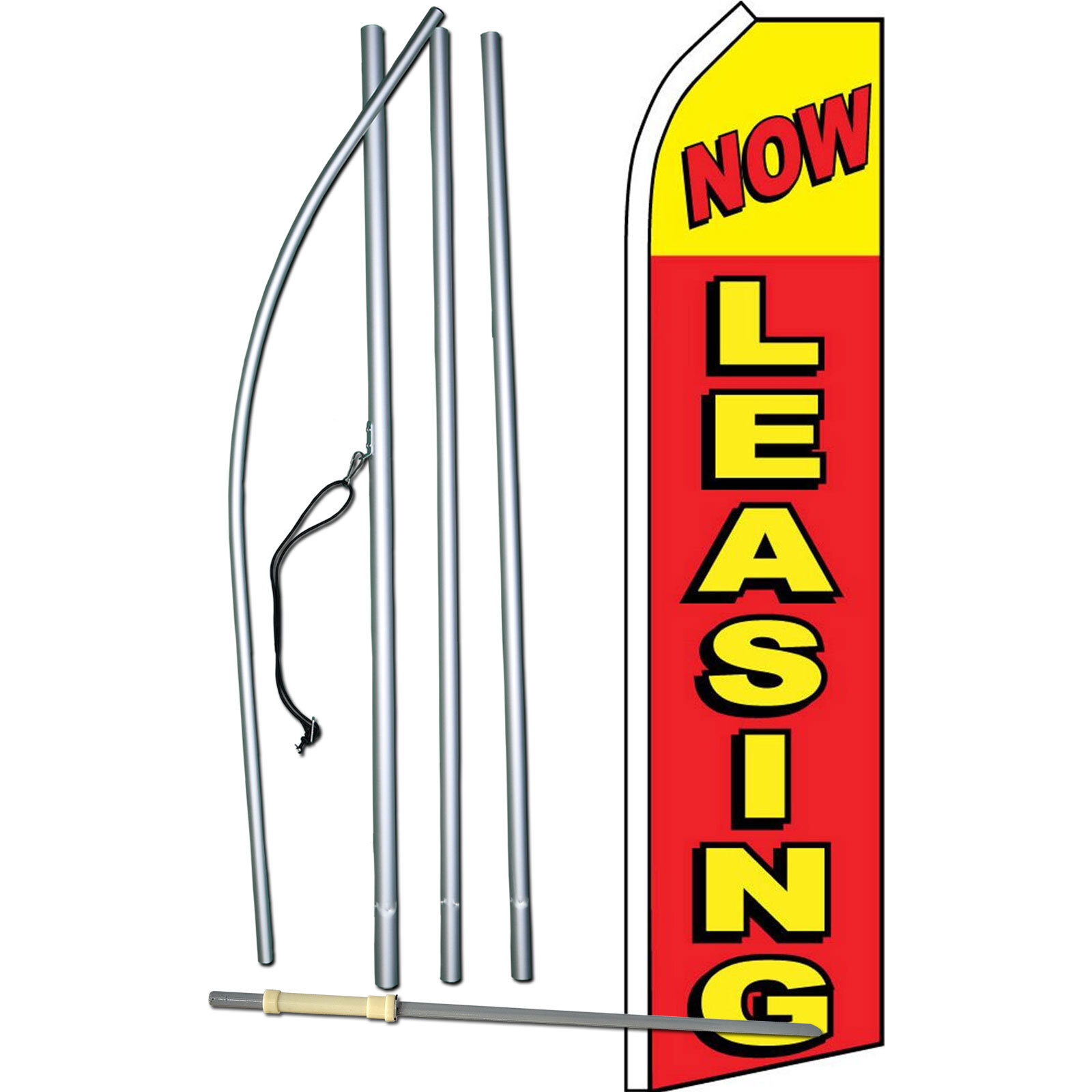 Now Leasing Flag with Flag Pole and Spike