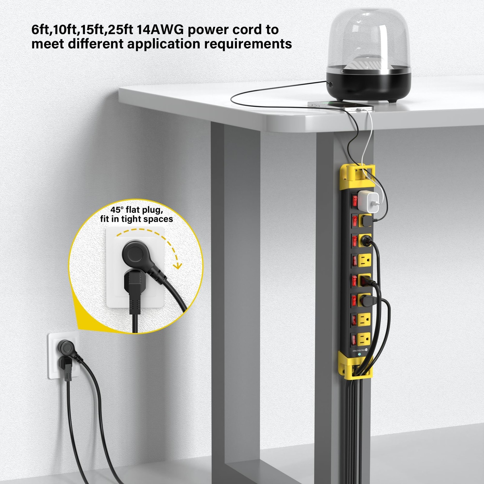 Power Strip with Individual Switches – 8 Outlet Heavy Duty Power Strip with C…