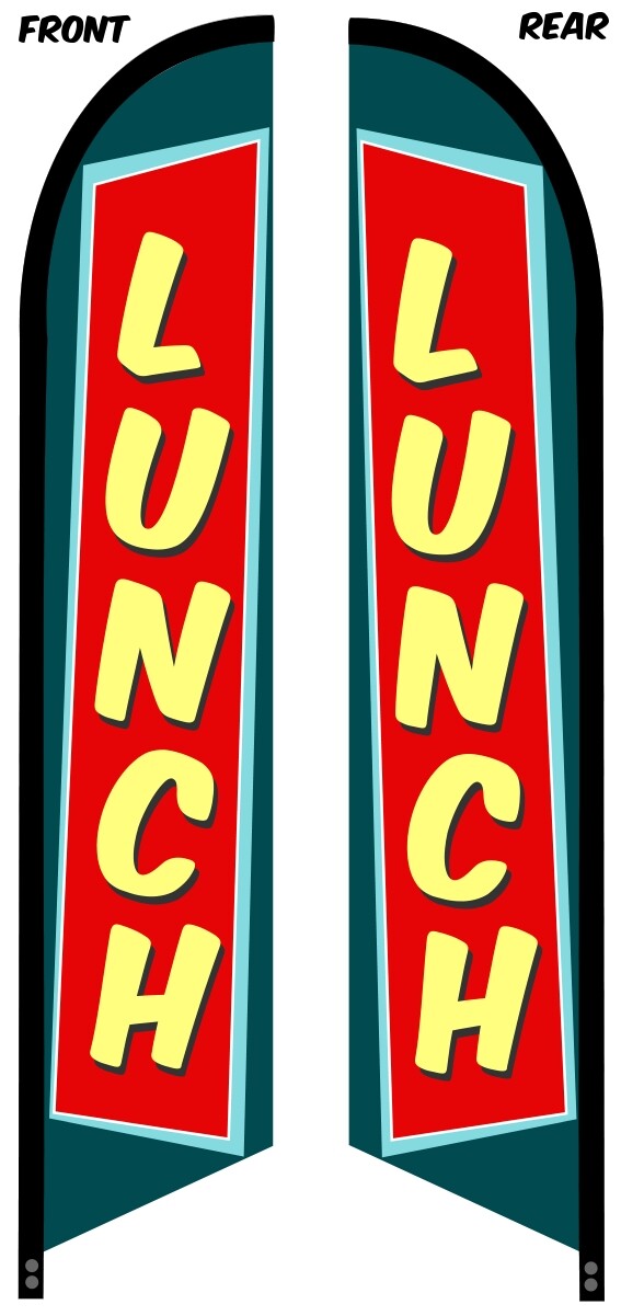 LUNCH DOUBLE SIDED PREMIUM QUALITY Feather Swooper Flutter Flag