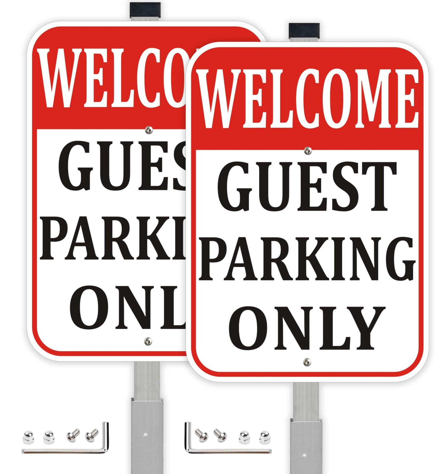 Welcome Guest Parking Only Sign 10×14 Inch Reflective Aluminum Stake 2 Pack