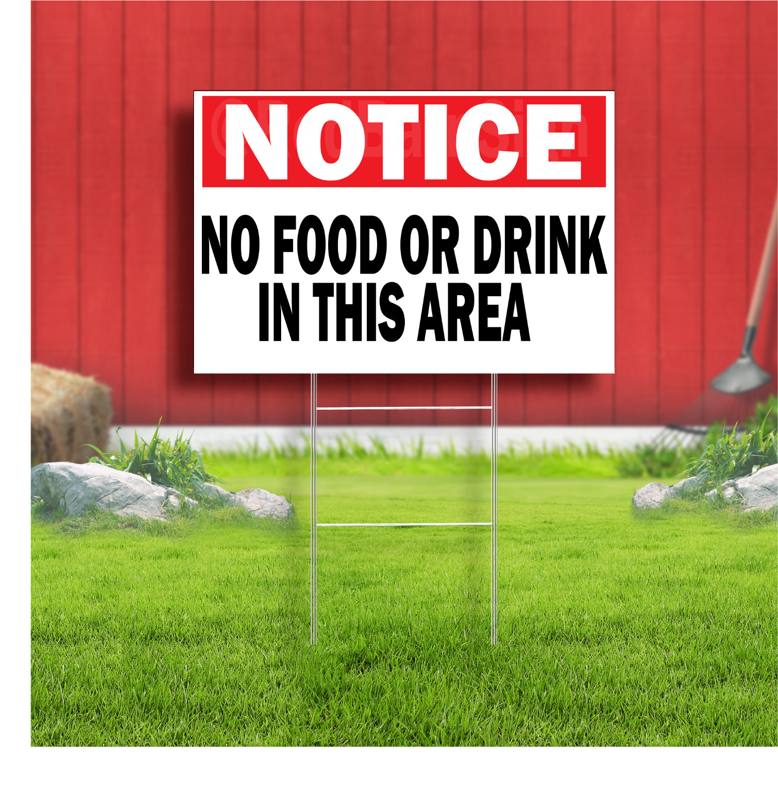 Notice No Food or Drink In This Area Coroplast Sign Plastic Indoor Outdoor Yard