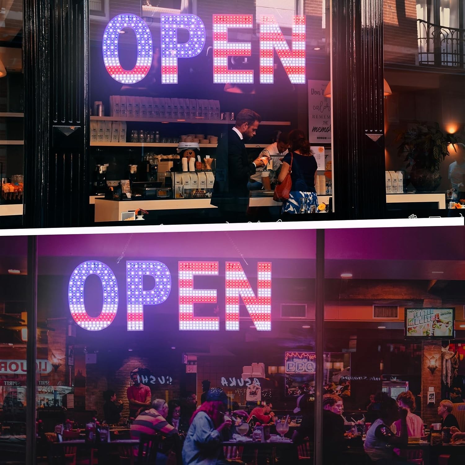LED Open Signs for Business,Thirdpolite 30×10 inches Large Dimmable 3-Modes Open