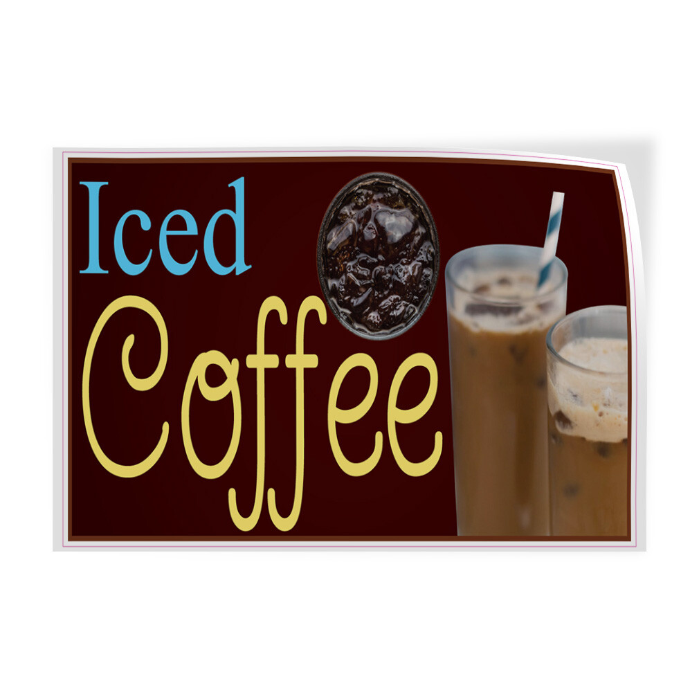Decal Stickers Iced Coffee Restaurant Cafe Bar A Vinyl Store Sign Label