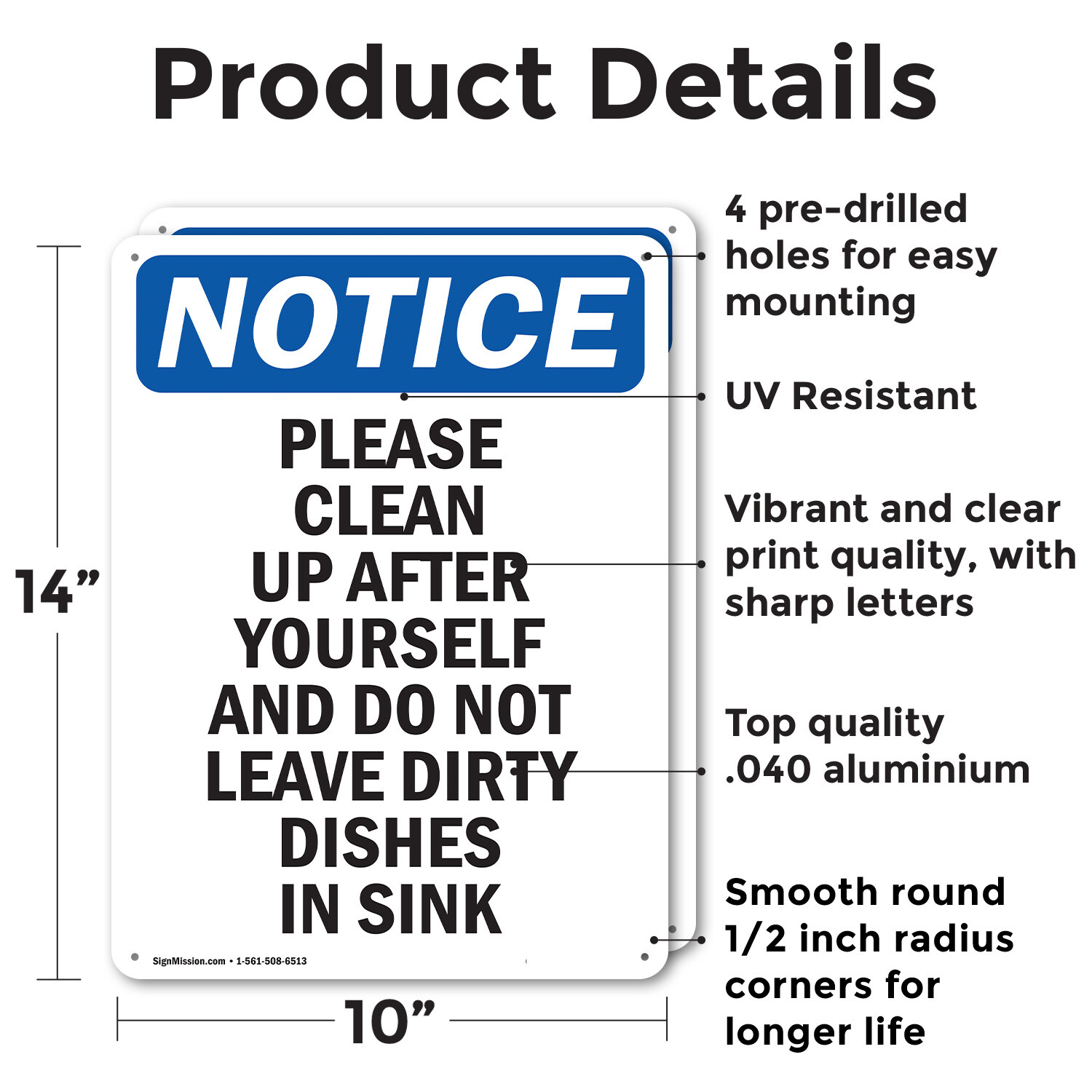 (2 Pack) Please Clean Up After Yourself OSHA Notice Sign Decal Metal Plastic
