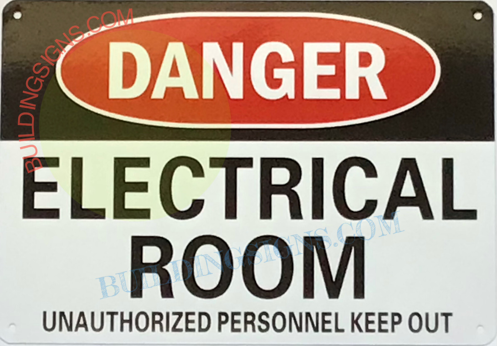 DANGER ELECTRICAL ROOM SIGN (7×10, White, Aluminum)