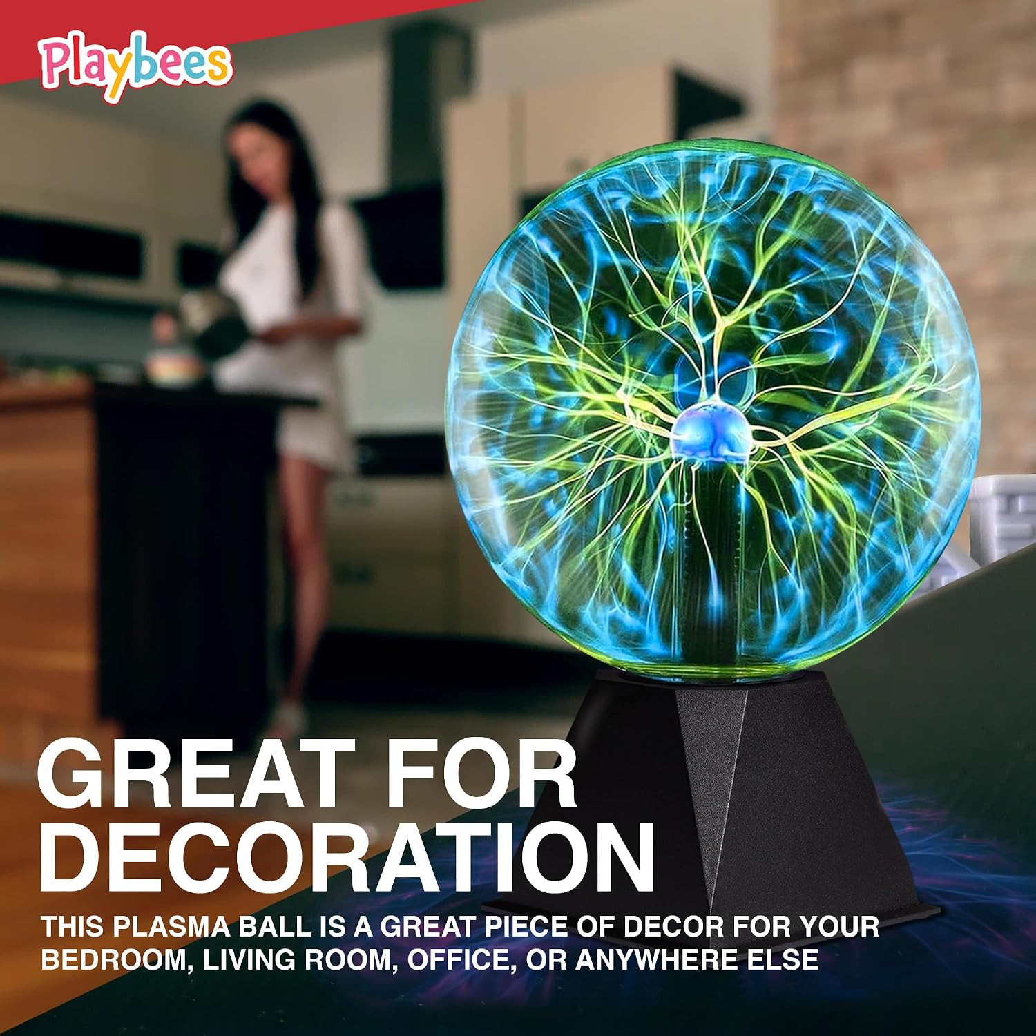 Green Plasma Ball – 7 Inch – Tesla Coil Bulb Static Electricity in a Vacuum Pres