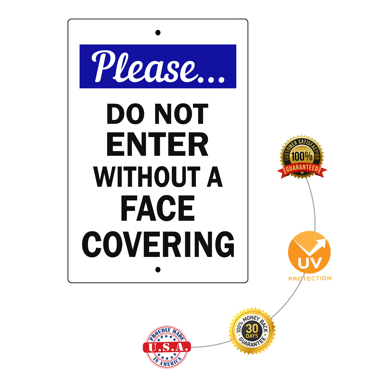 Please Do Not Enter Without A Face Covering Safety Novelty Aluminum Metal Sign