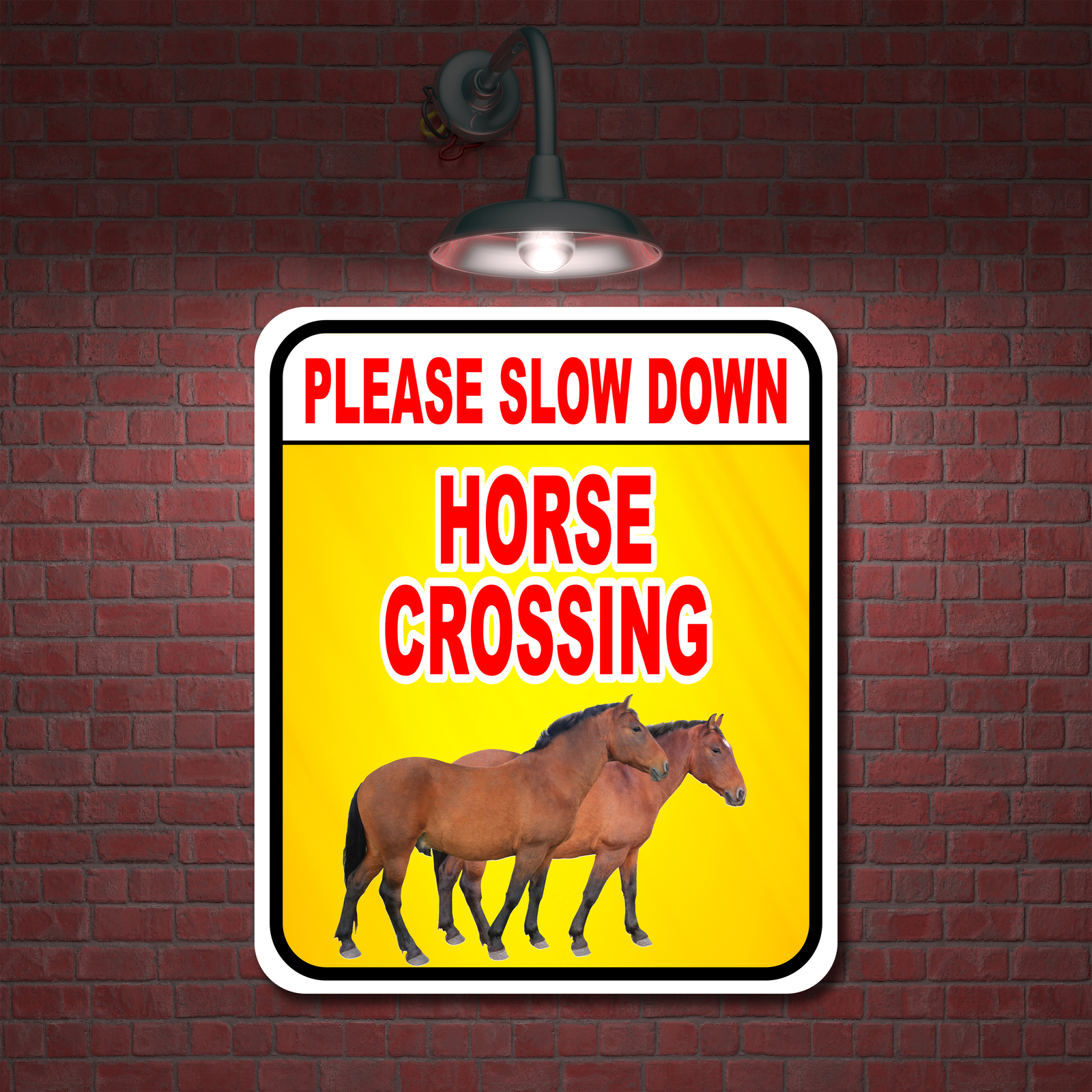 PLEASE SLOW DOWN HORSE CROSSING Aluminum Composite Sign